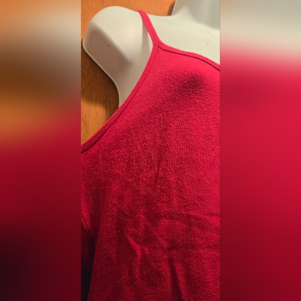 Moda Red Tank Top Built In Shelf Bra SzM - Picture 3 of 6
